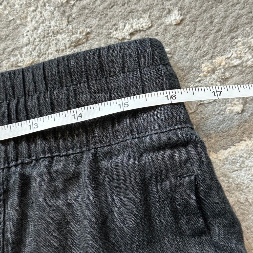 Athleta Cabo Linen Pant Black Straight Leg Drawstring Ankle Trousers M/P 851027 - Picture 6 of 11
